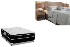 Cama Box Casal Filhão + Colchão Molas Physical Ortobom + Cabeceira Plus