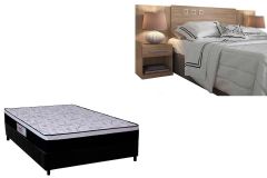Cama Box Casal Filhão + Colchão Ortopédico Foggia Sogni + Cabeceira Plus