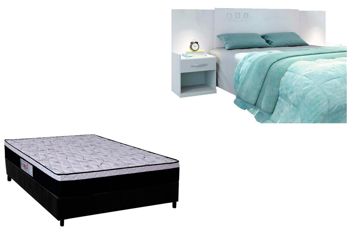 Cama Box Casal CRC + Colchão Ortopédico Foggia Sogni + Cabeceira Plus