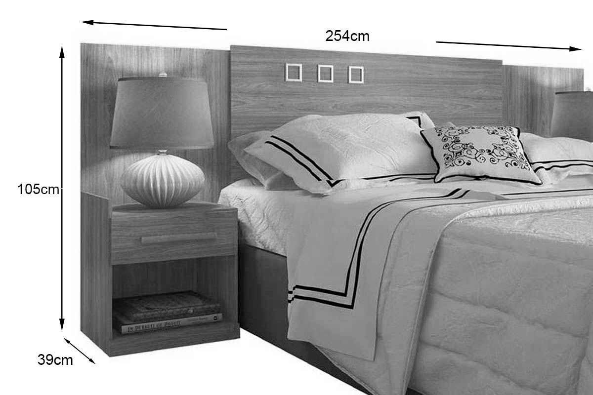 Cama Box Casal CRC + Colchão D45 Cecina + Cabeceira Plus
