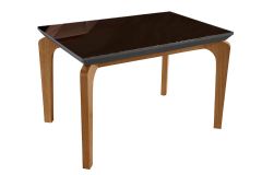 Mesa Jantar Londrina c/Tampo MDF/Vidro 120cm Rufato - Madeirado c/Vidro Canto Reto - Imbuia/Grafite