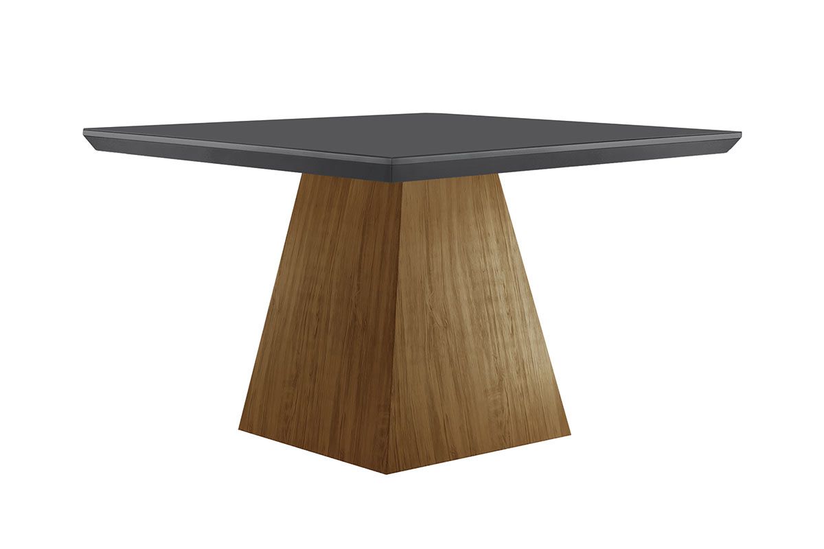 Mesa Jantar Luna c/Tampo MDF/Vidro 90cm RufatoMadeirado c/Vidro Canto Curvo - Imbuia/Ripado 3D/Grafite Mesa Jantar Luna c/Tampo MDF/Vidro 90cm RufatoMadeirado c/Vidro Canto Curvo - Imbuia/Ripado 3D/Grafite