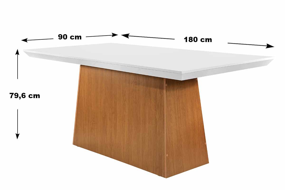 Mesa Jantar Luna c/Tampo MDF/Vidro 180cm Rufato