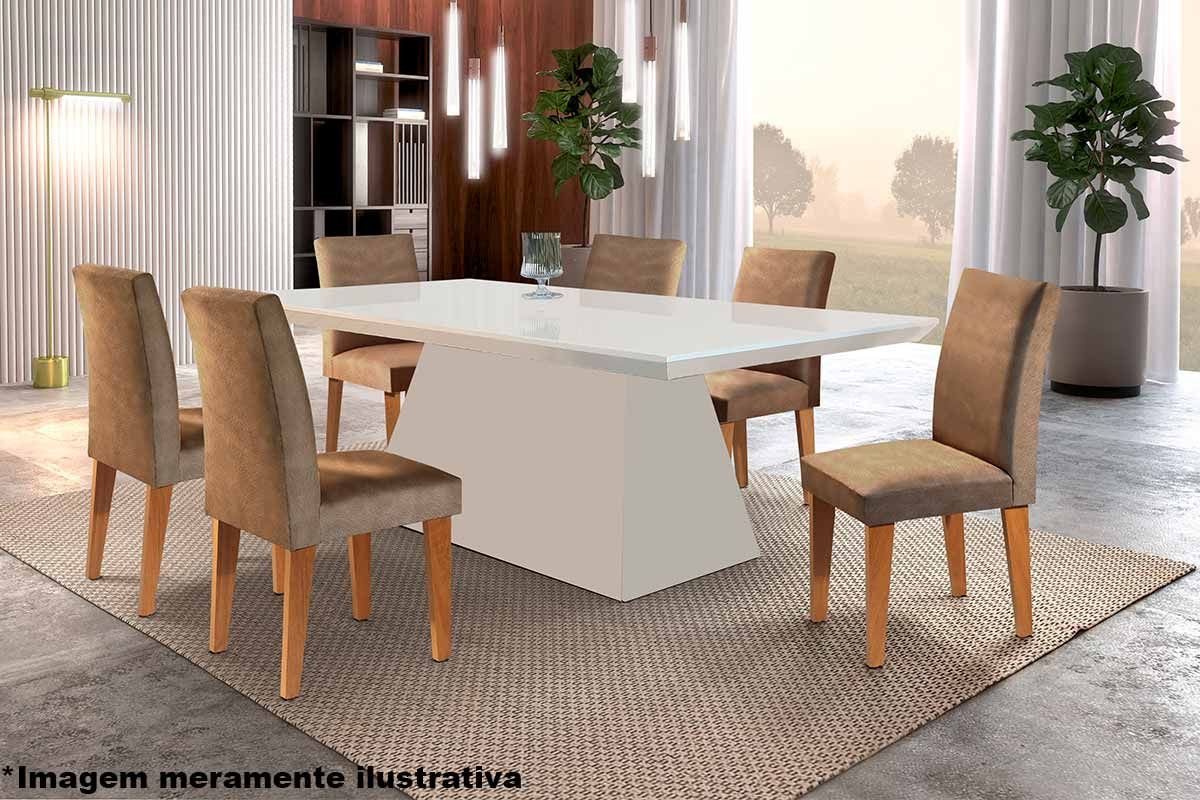 Mesa Jantar Luna c/Tampo MDF/Vidro 180cm Rufato