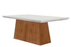 Madeirado c/Vidro Canto Curvo - Imbuia/Ripado 3D/Off White