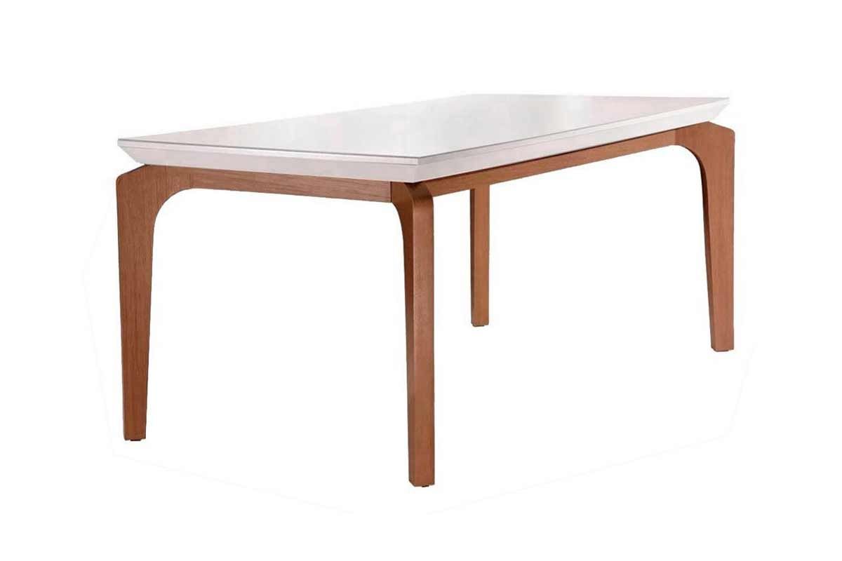 Mesa Jantar Londrina c/Tampo MDF/Vidro 180cm RufatoMadeirado c/Vidro Canto Curvo - Naturale/Off White Mesa Jantar Londrina c/Tampo MDF/Vidro 180cm RufatoMadeirado c/Vidro Canto Curvo - Naturale/Off White
