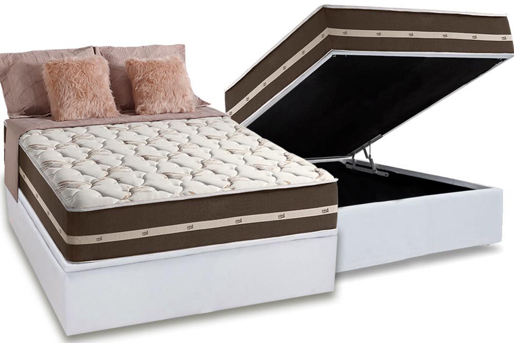 Cama Box Baú CRC +Colchão Molas Classic Anjos