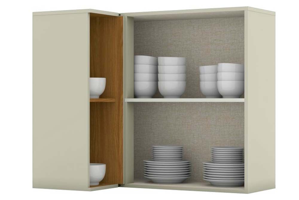 Armário Aéreo Cozinha Henn Essência Canto Reto c/1 Porta e 2 Nichos 94cm