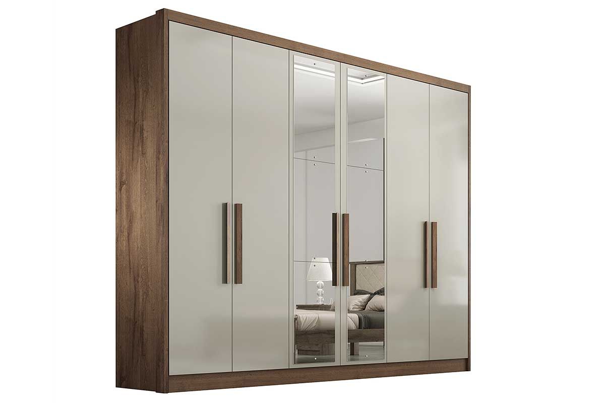 Guarda Roupa Casal 6 Portas c/Espelho 6Gavs Rizon/Linea N. Horizonte