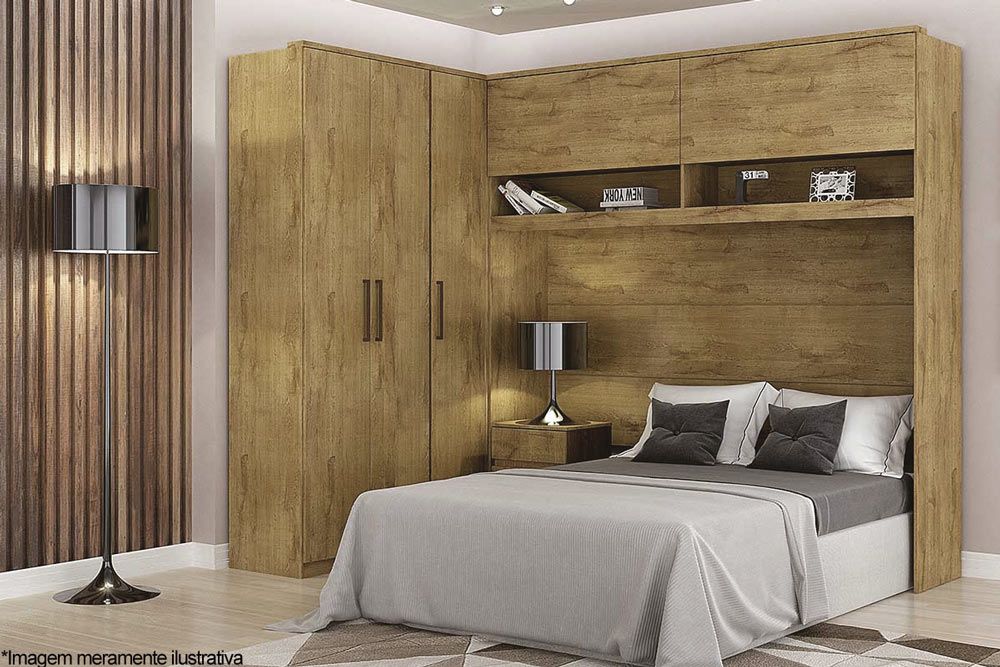 Modulado de Quarto Armário Ponte Aéreo Casal c/2 Portas Gold Bari N. Horizonte