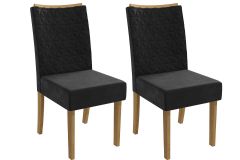 Cadeira Jantar Rosa 2CAD129 Madeirado Kit 2 Un Kappesberg - Canela/Suede Preto