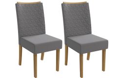 Cadeira Jantar Rosa 2CAD129 Madeirado Kit 2 Un Kappesberg - Canela/Suede Cinza