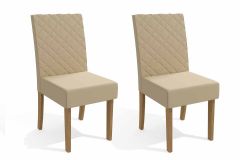 Cadeira Jantar Verbena 2CAD133 Madeirado Kit 2 Un Kappesberg - Canela/Linho Bege Argila