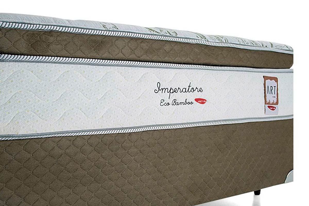 Conjunto Box - Colchão Herval Molas Ensacadas MasterPocket Imperatore Eco Bamboo + Cama Box Base Herval Velvet