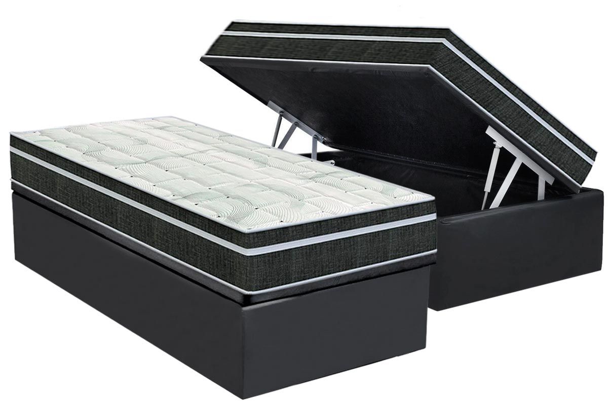 Cama Box Baú CRC +Colchão Molas Venezia Orthoflex