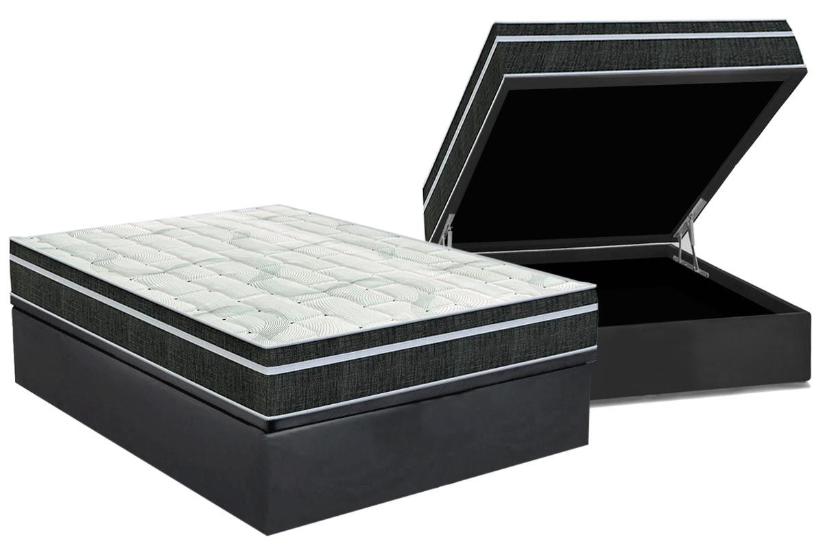 Cama Box Baú CRC +Colchão Molas Venezia Orthoflex