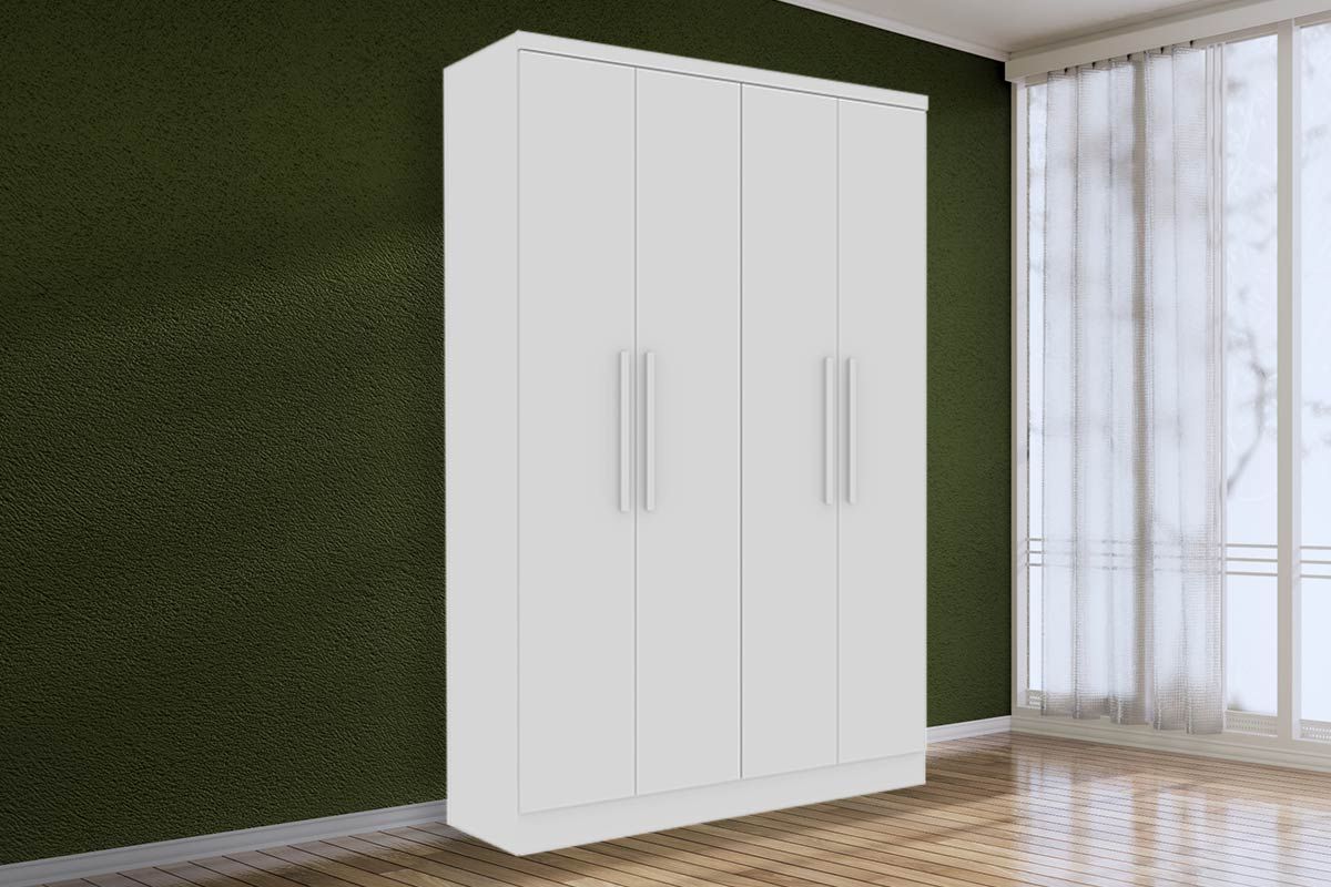 Guarda Roupa Solteiro 4 Portas e 2 Gavetas Amsterdam TcilBranco/Neve Guarda Roupa Solteiro 4 Portas e 2 Gavetas Amsterdam TcilBranco/Neve