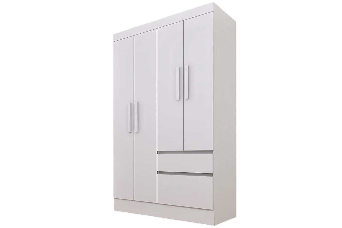 Guarda Roupa Solteiro 4 Portas e 2 Gavetas Oregon TcilBranco/Neve
