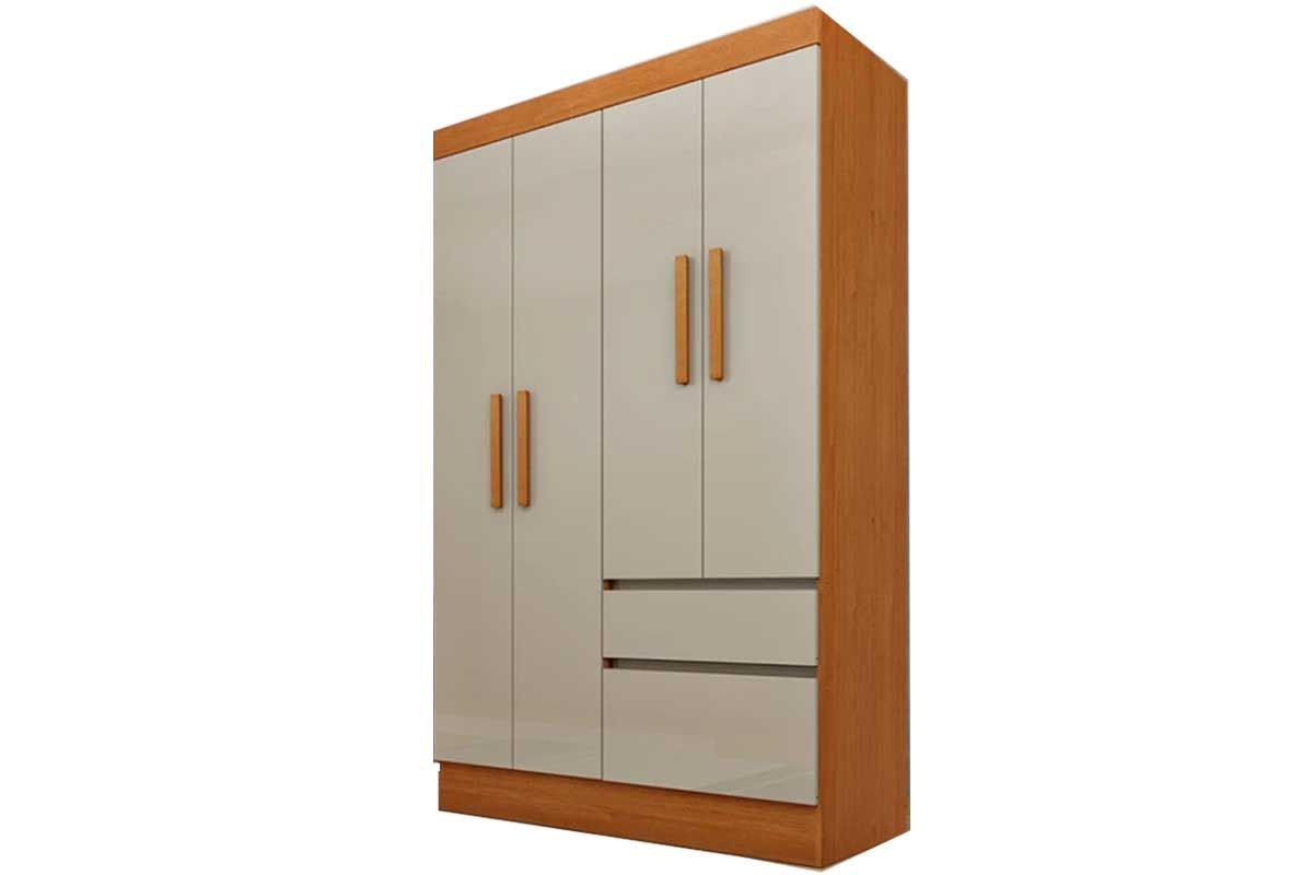 Guarda Roupa Solteiro 4 Portas e 2 Gavetas Oregon TcilCinamomo/Off White