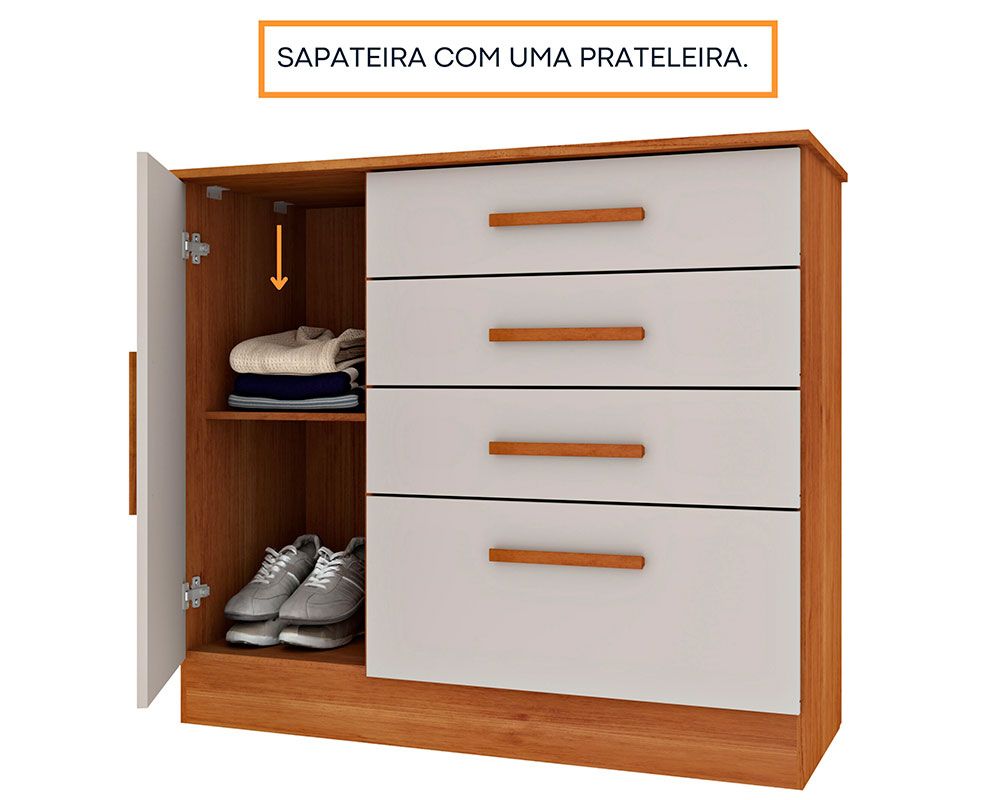 Cômoda Chicago c/1 Porta e 4 Gavetas Tcil Cômoda Chicago c/1 Porta e 4 Gavetas Tcil