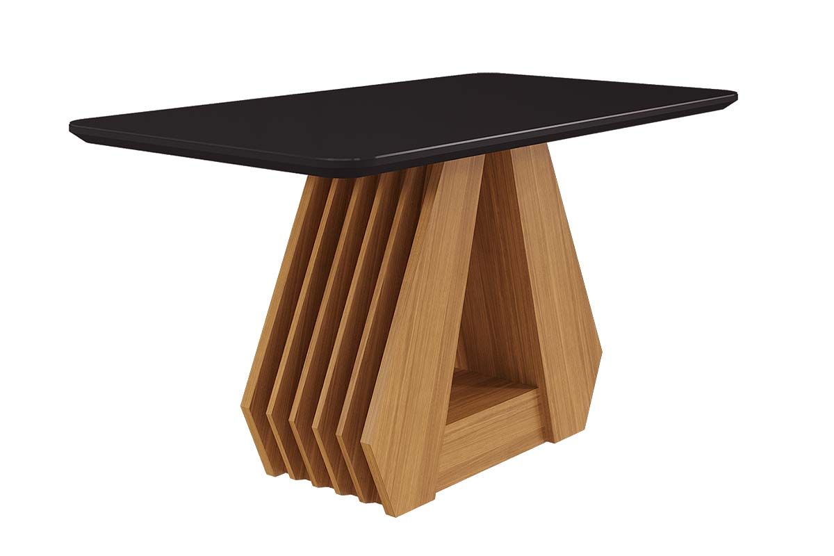 Mesa Jantar Ágata c/Tampo Madeirado c/Vidro 130x80cm Cimol Mesa Jantar Ágata c/Tampo Madeirado c/Vidro 130x80cm Cimol