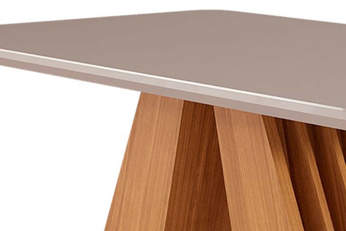 Mesa Jantar Ágata c/Tampo Madeirado c/Vidro 130x80cm Cimol Mesa Jantar Ágata c/Tampo Madeirado c/Vidro 130x80cm Cimol