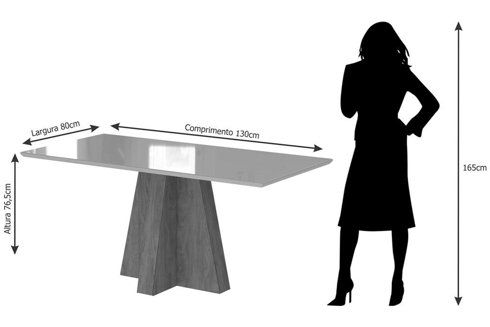 Mesa Jantar Patricia c/Tampo Madeirado c/Vidro 130X80cm Cimol Mesa Jantar Patricia c/Tampo Madeirado c/Vidro 130X80cm Cimol