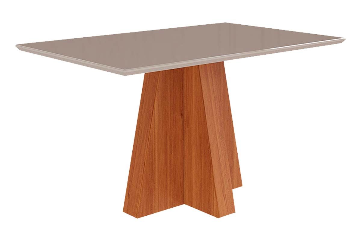 Mesa Jantar Patricia c/Tampo Madeirado c/Vidro 130X80cm CimolCinamomo/Off White Mesa Jantar Patricia c/Tampo Madeirado c/Vidro 130X80cm CimolCinamomo/Off White