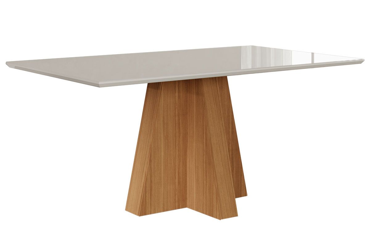 Mesa Jantar Patricia c/Tampo Madeirado c/Vidro 160X80cm Cimol