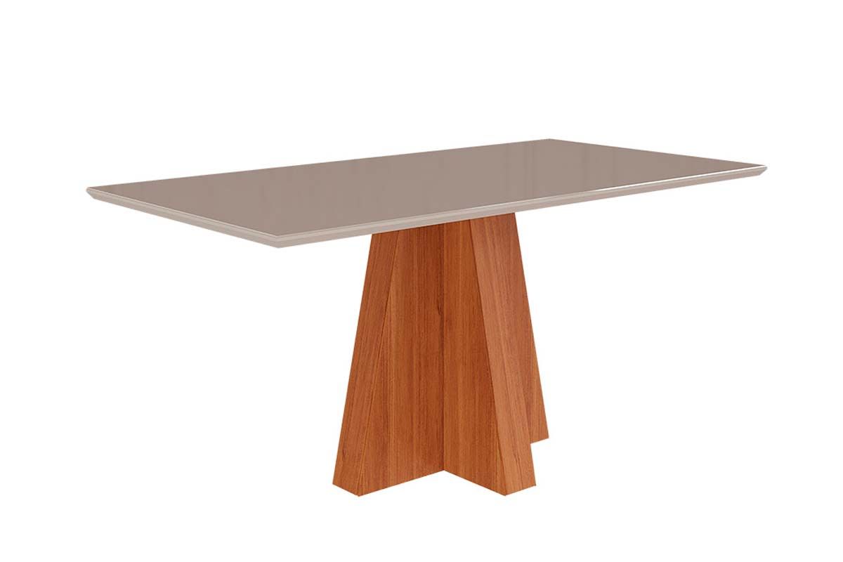Mesa Jantar Patricia c/Tampo Madeirado c/Vidro 160X80cm Cimol