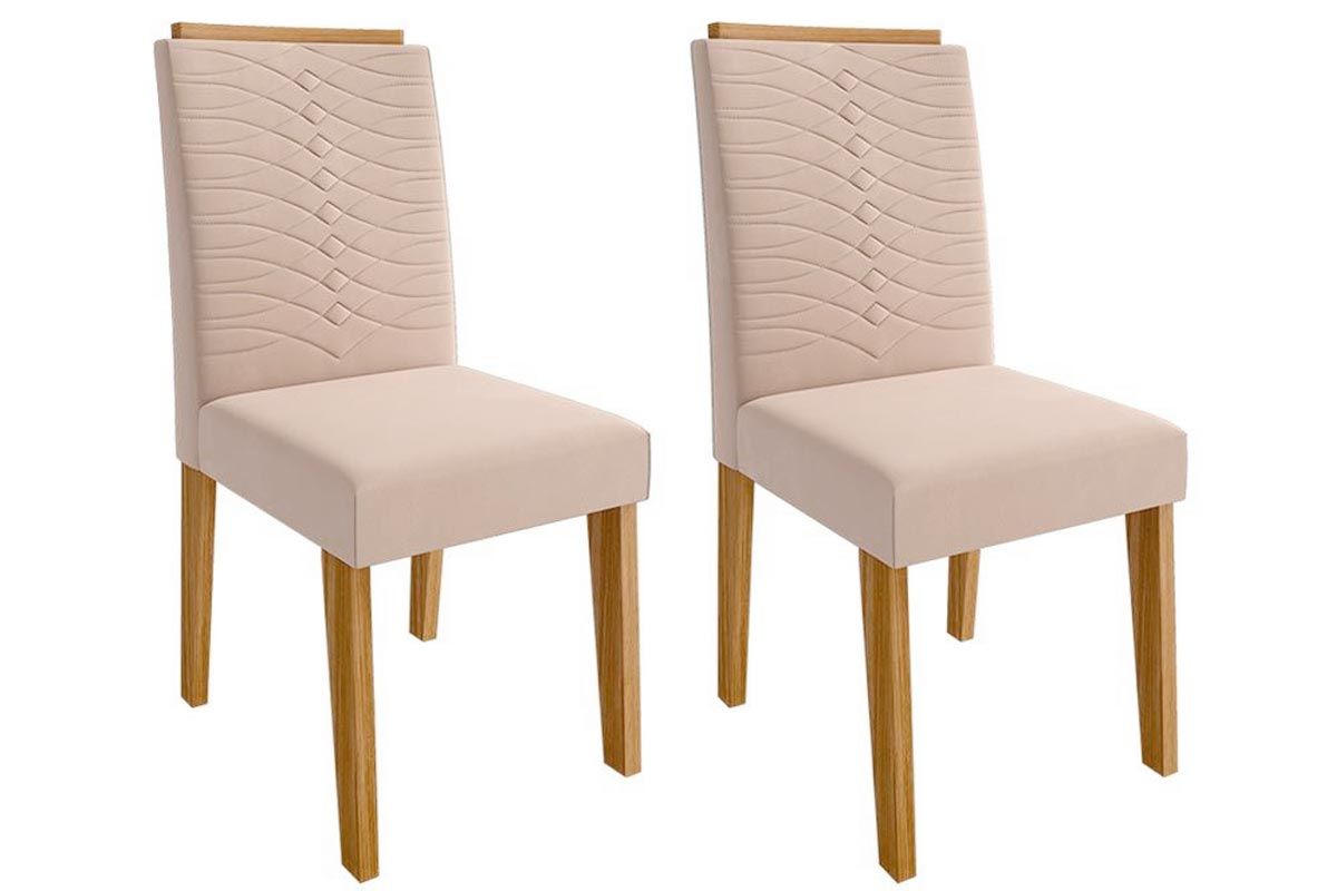 Cadeira Jantar Clarice Wood Kit 2 Un CimolCarvalho/Suede Nude Bege Cadeira Jantar Clarice Wood Kit 2 Un CimolCarvalho/Suede Nude Bege
