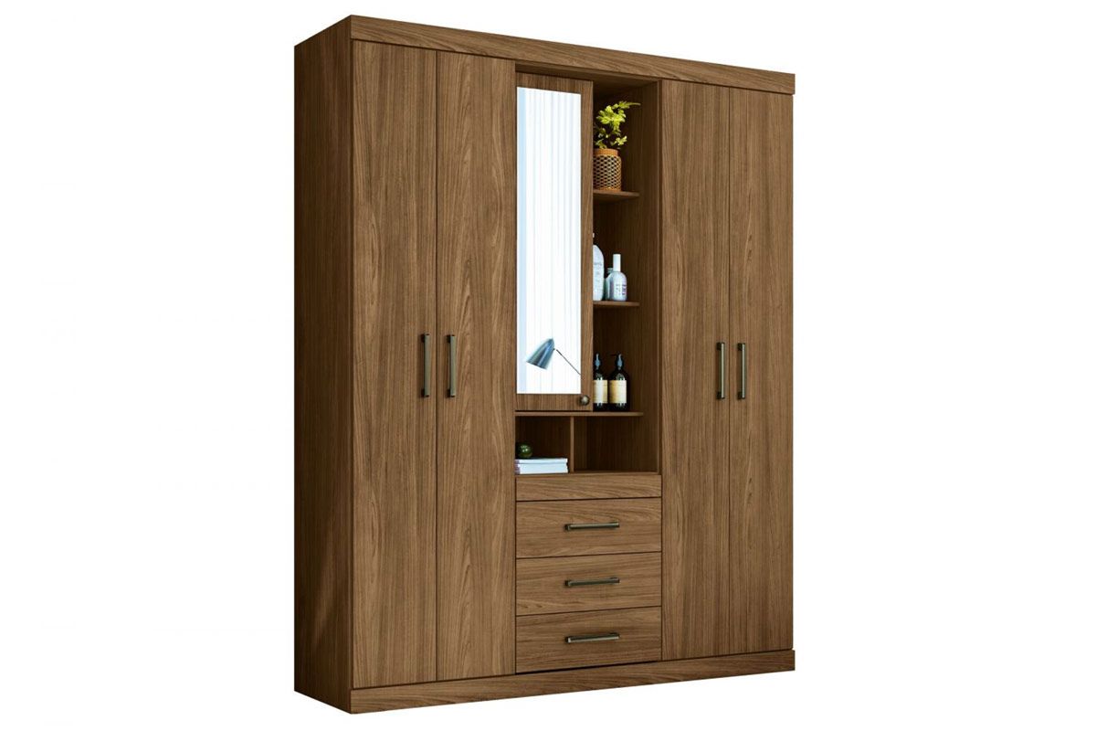 Guarda Roupa Solteiro 5 Portas e 3 Gavetas Havana Star 5.3 S. AndiráJatobá