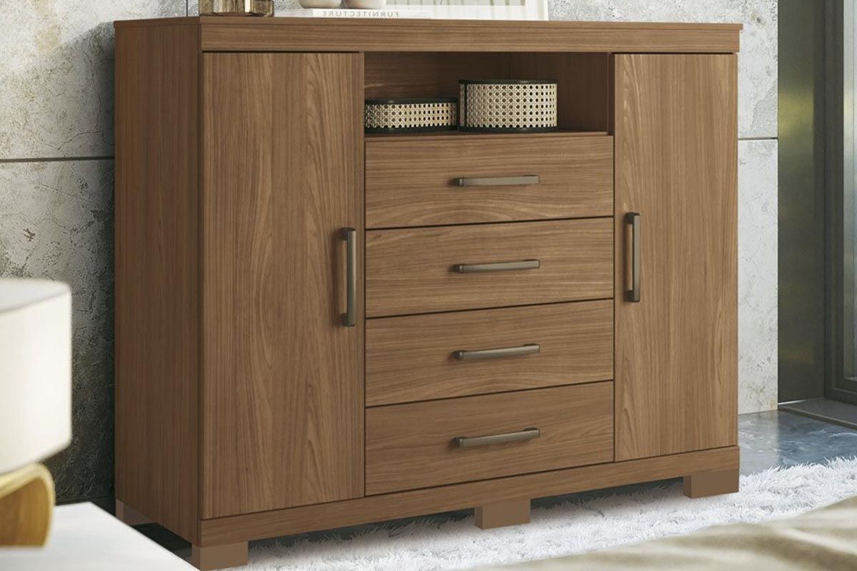 Cômoda Master c/2 Portas 4Gavs e Pés S. AndiráJatobá Cômoda Master c/2 Portas 4Gavs e Pés S. AndiráJatobá