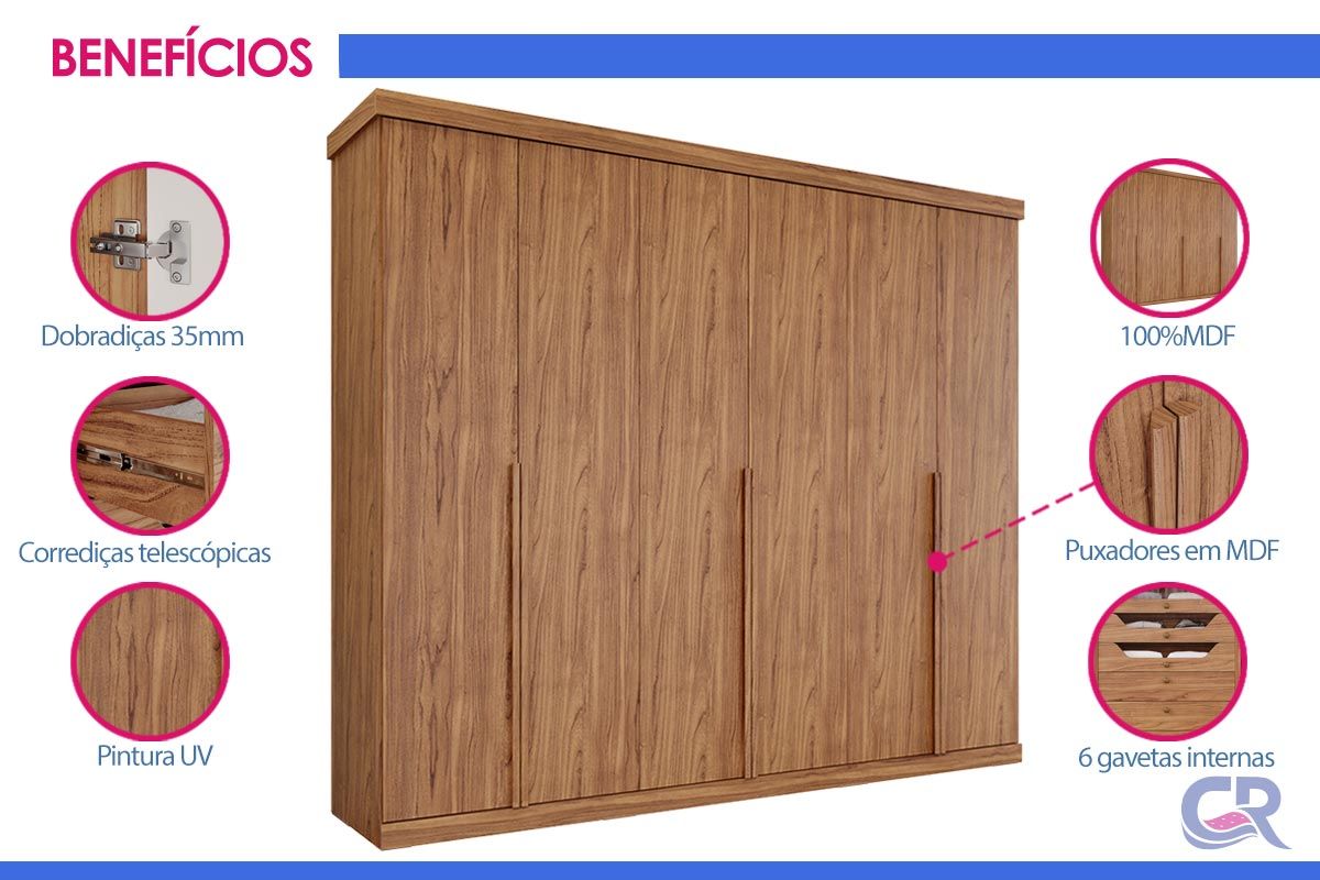 Guarda Roupa Casal 6 Portas e 6 Gavetas Guarapari Panan Guarda Roupa Casal 6 Portas e 6 Gavetas Guarapari Panan