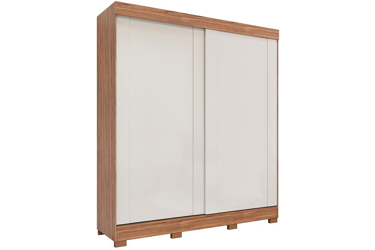Guarda Roupa Casal 2 Portas de Correr e 3 Gavetas c/Pés Ilhéus PananCinamomo/Off White Guarda Roupa Casal 2 Portas de Correr e 3 Gavetas c/Pés Ilhéus PananCinamomo/Off White
