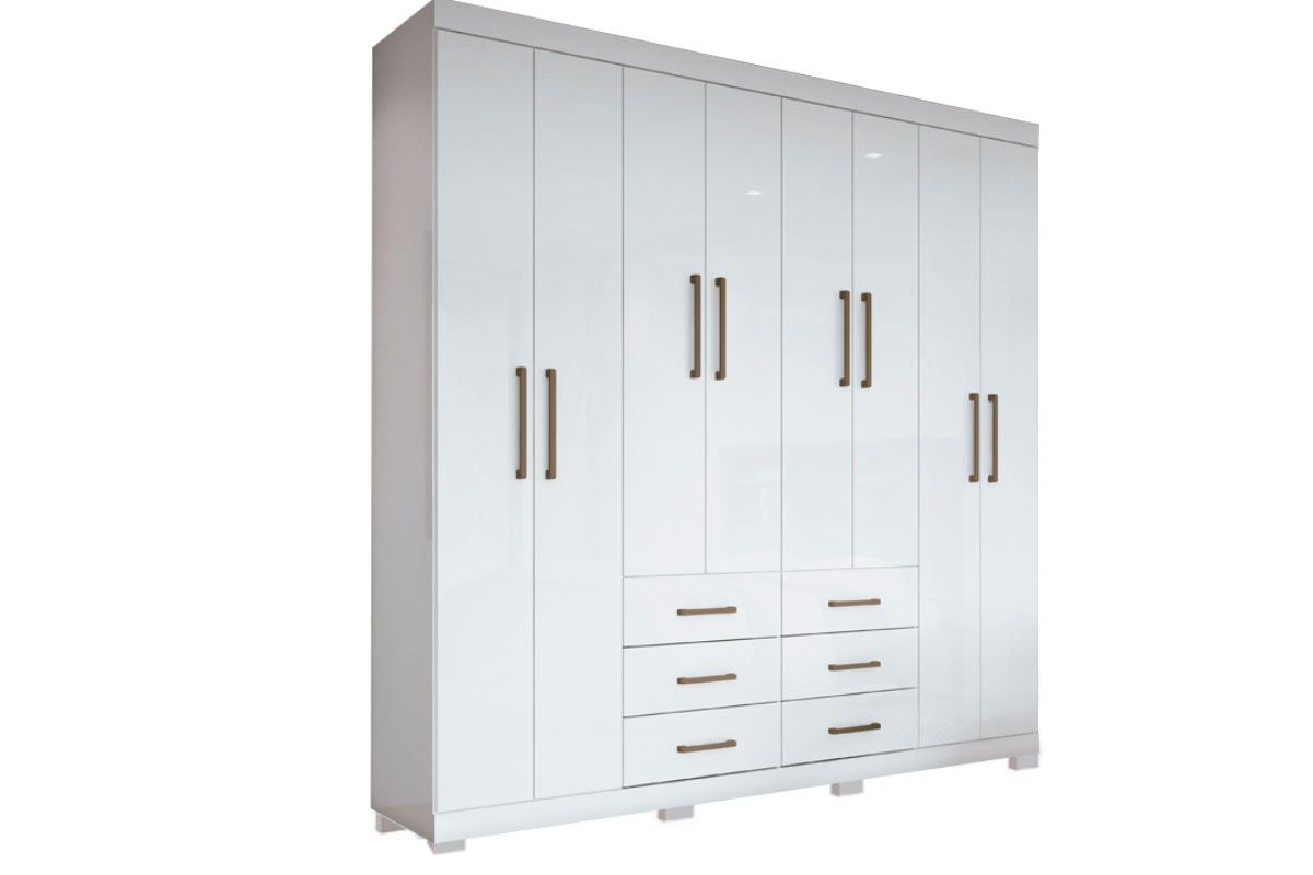 Guarda Roupa Casal 8 Portas e Pés Liverpool S. AndiráBranco