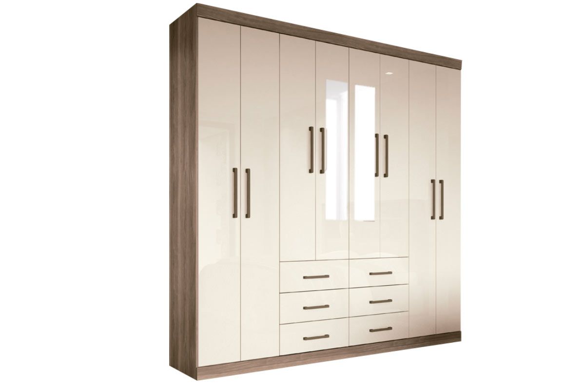 Guarda Roupa Casal 8 Portas (2 c/Espelho) e 6 Gavetas Liverpool S. Andirá
