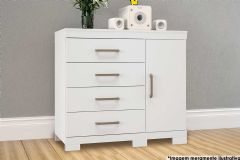 Cômoda de Quarto Havana 1.4 Plus c/ 1 Porta 4 Gavetas e Pés - Santos Andirá - Branco