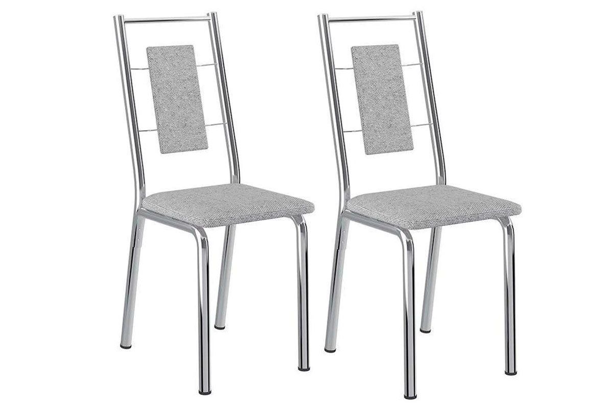 Cadeira Jantar 1726 Aço Kit 2 Uni CarraroCromada/Tecido Alaska