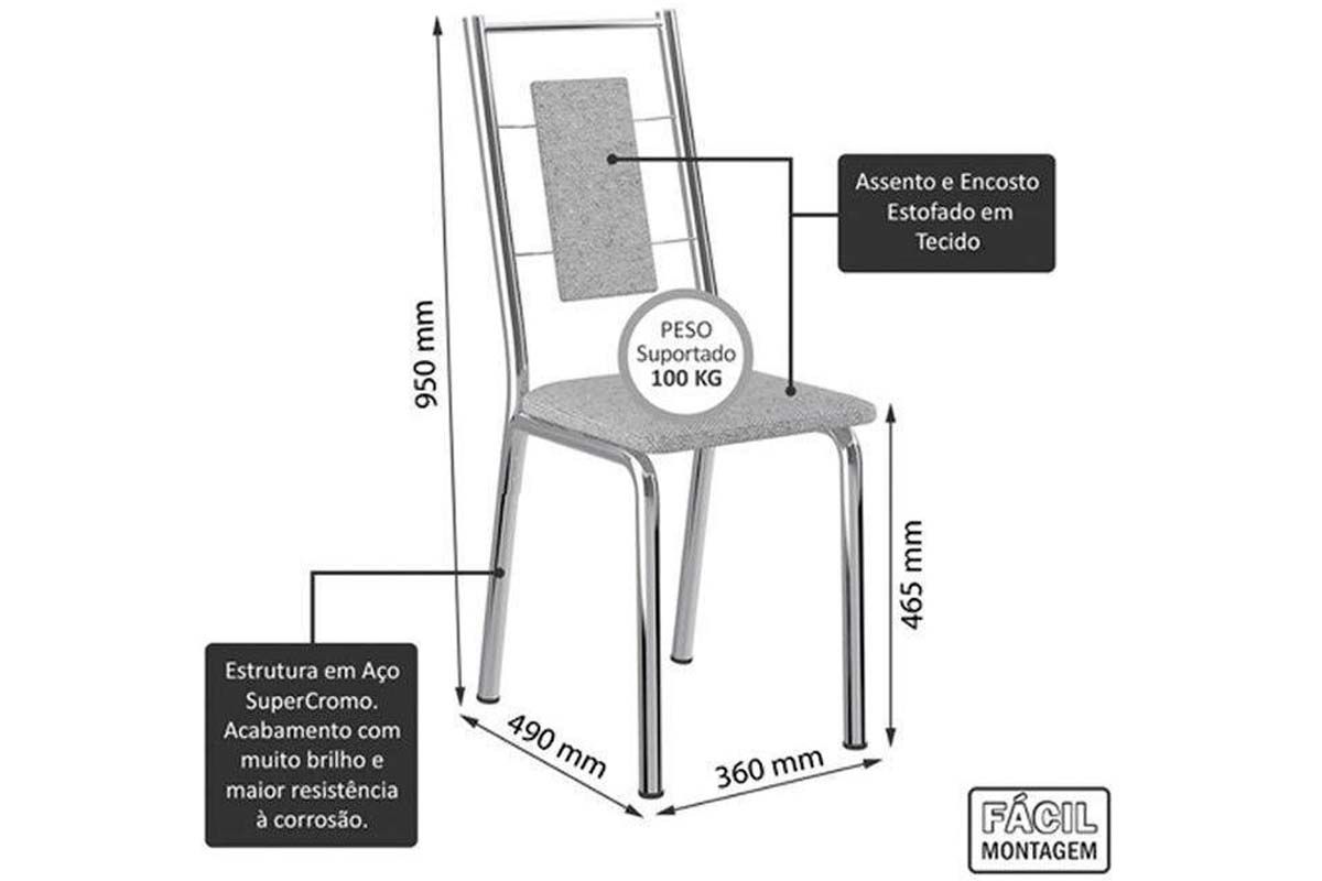 Cadeira Jantar 1726 Aço Kit 2 Uni Carraro