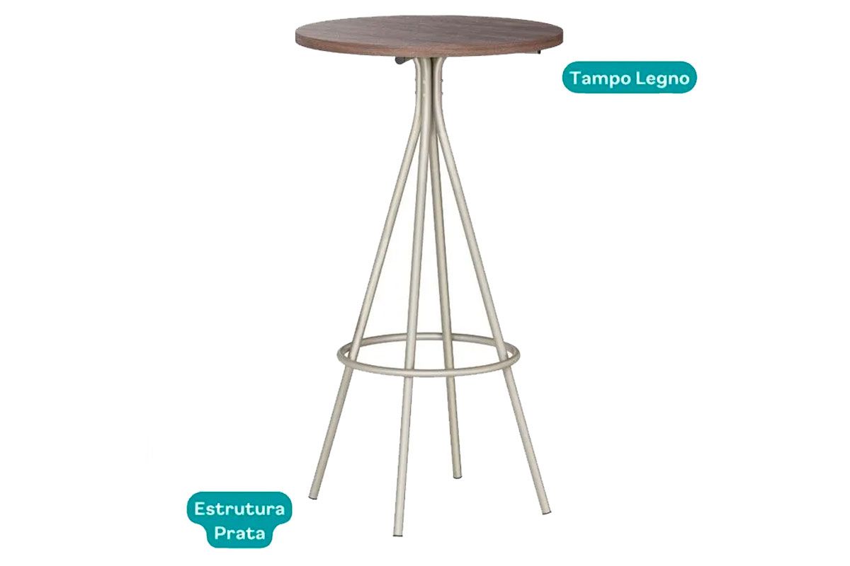 Mesa Jantar 1575 Aço c/Tampo Madeirado 60 cm Carraro Mesa Jantar 1575 Aço c/Tampo Madeirado 60 cm Carraro
