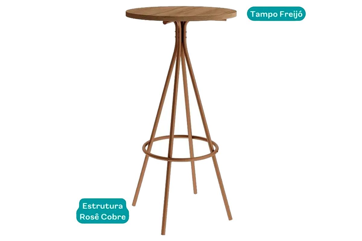 Mesa Jantar 1575 Aço c/Tampo Madeirado 60 cm Carraro Mesa Jantar 1575 Aço c/Tampo Madeirado 60 cm Carraro