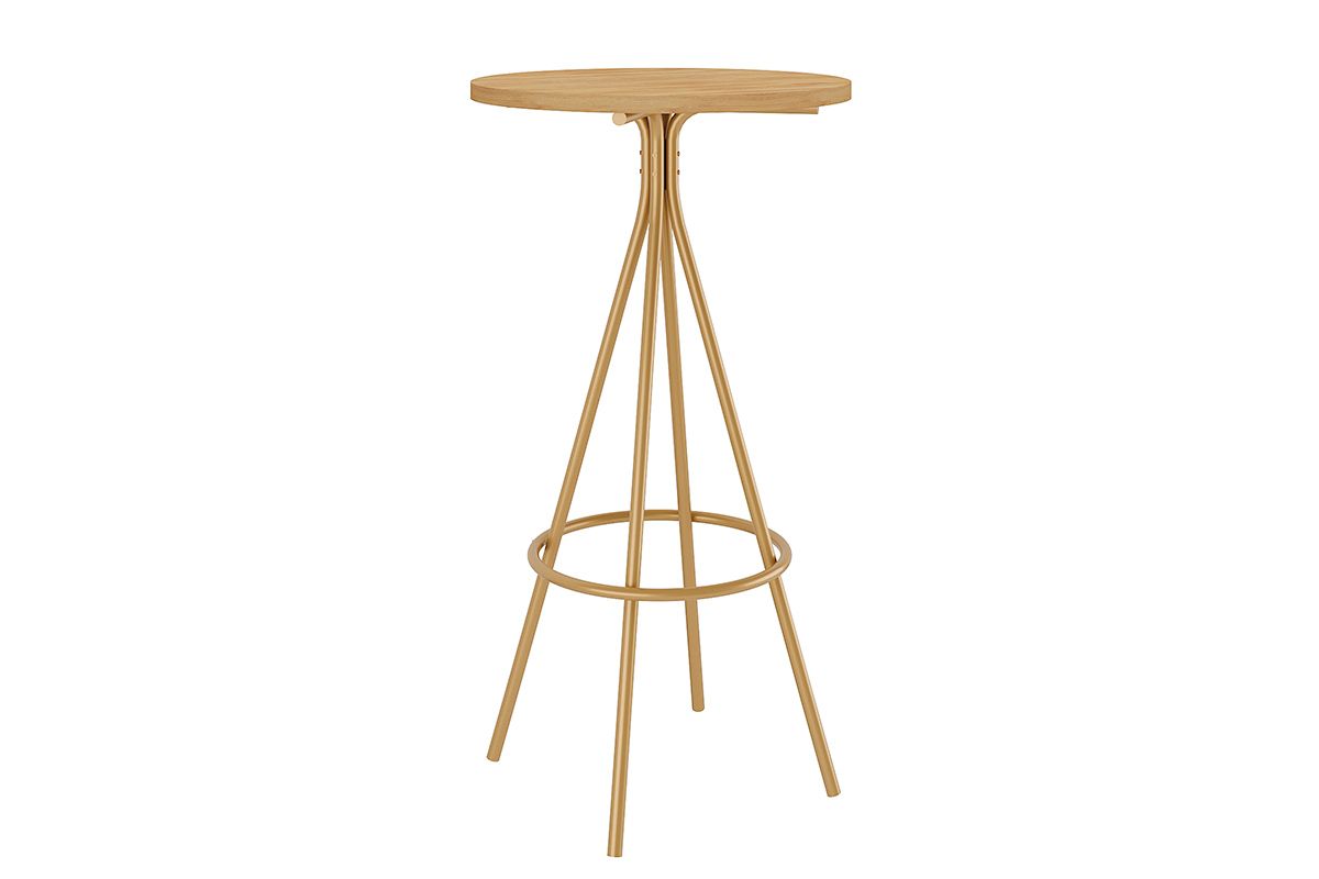 Mesa Jantar 1575 Aço c/Tampo Madeirado 60 cm CarraroNoce/Dourado Mesa Jantar 1575 Aço c/Tampo Madeirado 60 cm CarraroNoce/Dourado