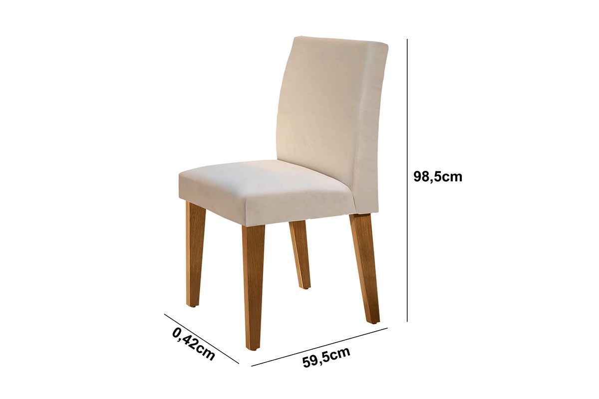 Sala de Jantar Completa Luna Tampo Madeirado c/ Vidro Canto Reto 90x90cm e 4 Cadeiras Grécia - Rufato