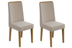 Cadeira Jantar Exclusive Kit 2 Un Lopas - Amêndoa/Suede Creme