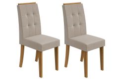 Cadeira Sala de Jantar Celebrare Kit 2 Un - Lopas - Amêndoa/Suede Creme