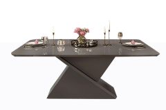 Mesa Jantar Zafira Tampo MDF/Vidro Canto Curvo 200cm DJ Móveis - Cinza Urbano/Cinza Urbano