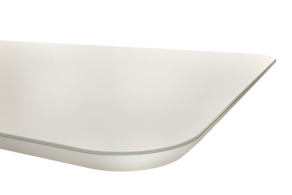 Mesa Jantar Zafira Tampo MDF/Vidro Canto Curvo 200cm DJ Móveis Mesa Jantar Zafira Tampo MDF/Vidro Canto Curvo 200cm DJ Móveis