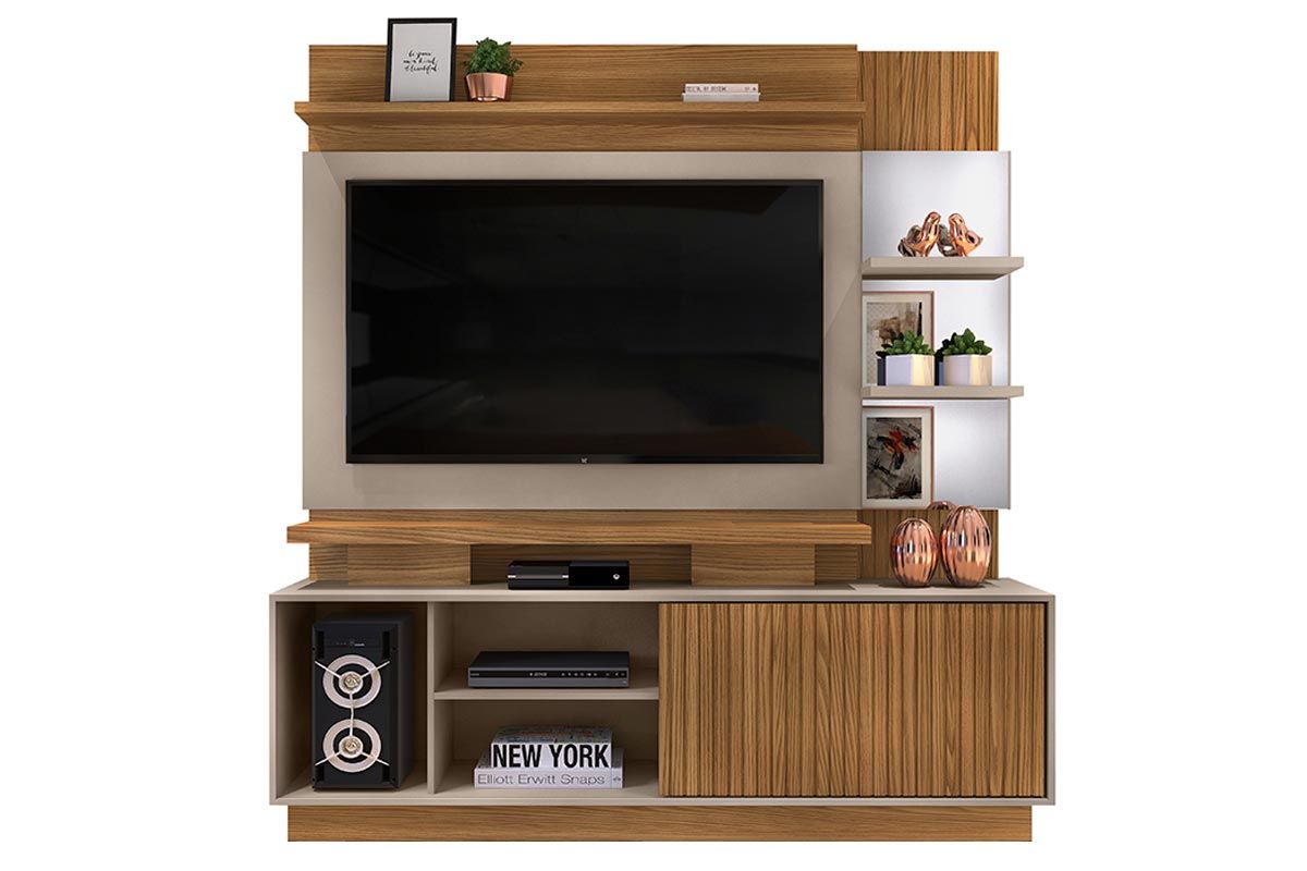 Home p/ TV até 65 Pol Lupi c/1 Porta e 3 Nichos 183x189cm DJ Móveis