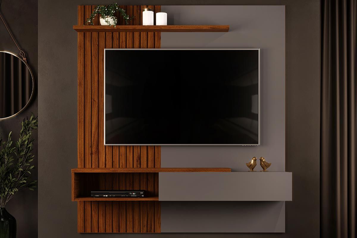 Painel Home p/ TV até 65 Pol Tito Ripado c/1 Porta 150x164cm DJ Móveis